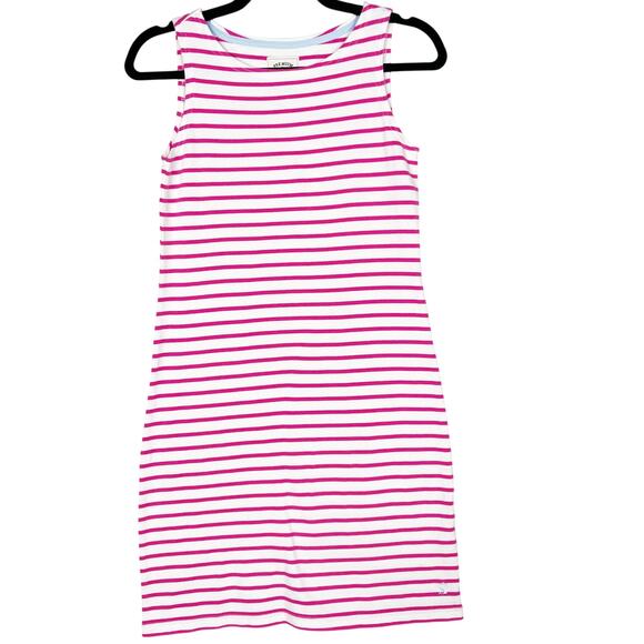 Joules 4 Bright Pink White Stripe Riva Sleeveless Cotton Dress Summer Casual - Picture 1 of 10